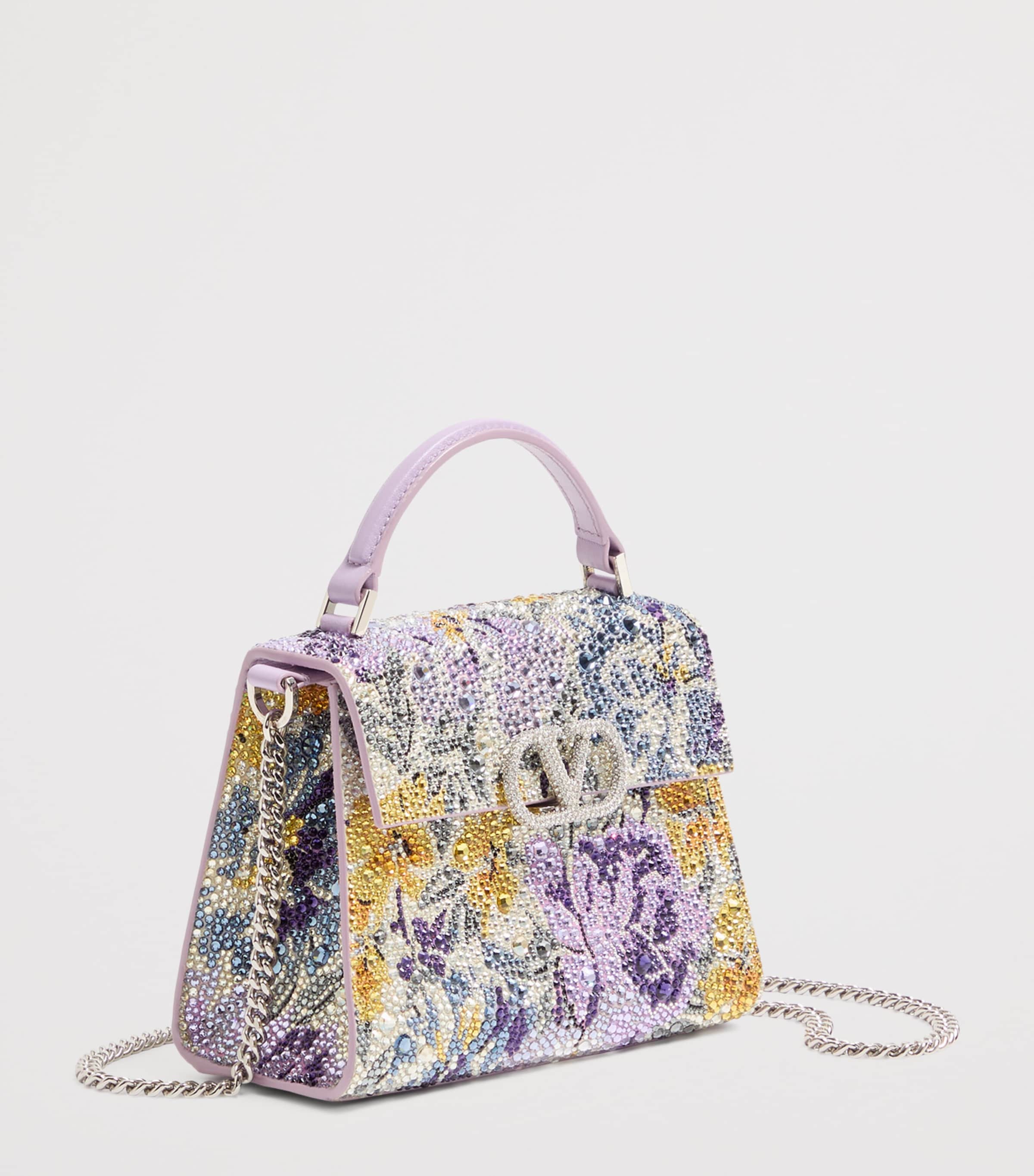 Valentino Garavani Mini Leather Embellished VSLING Top-Handle Bag Dak Image 2