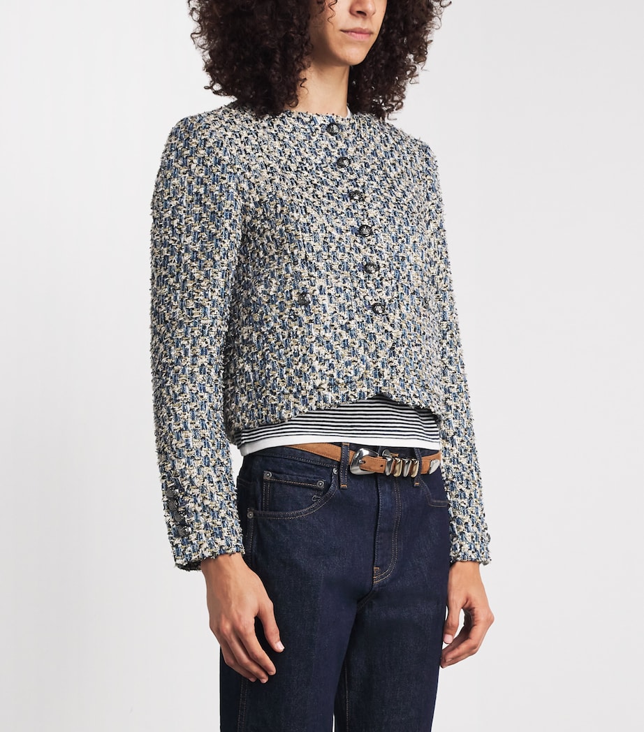 ME+EM Womens Tweed Cropped Jacket Blue Multi Image 4
