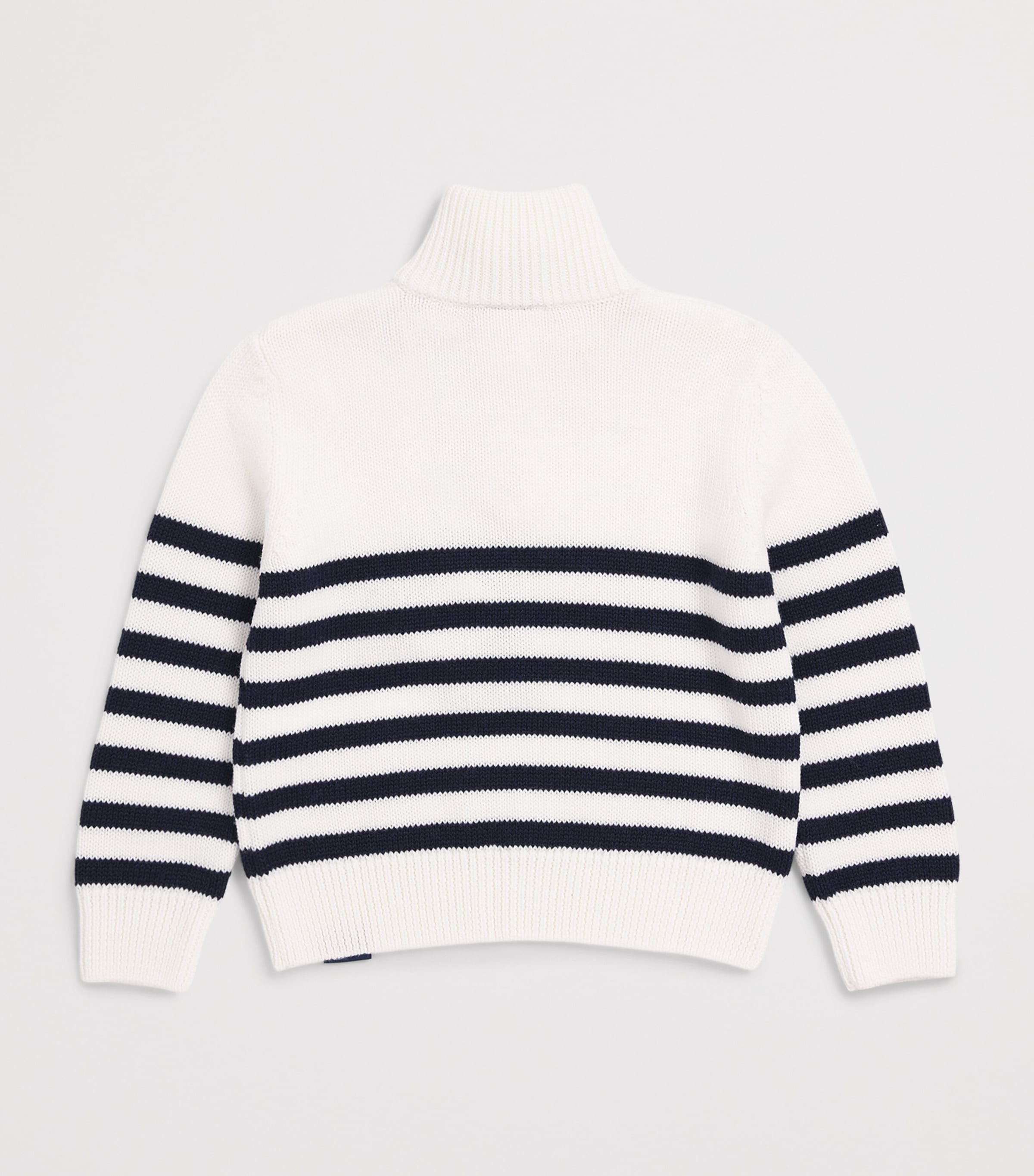 Paul & Shark Wool Stripe Quarter-Zip Sweater (4-16 Years) Off White Image 2