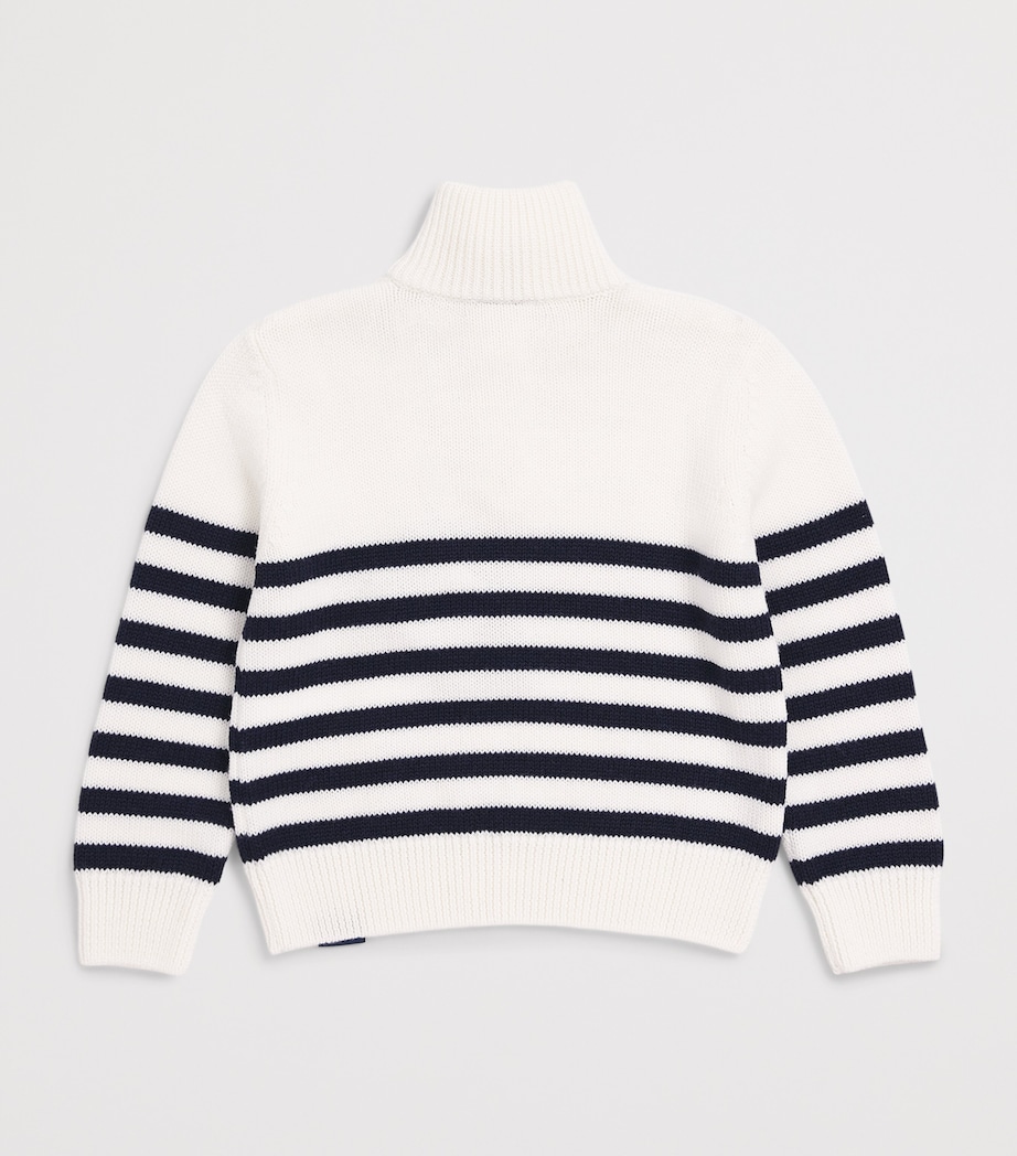 Paul & Shark Wool Stripe Quarter-Zip Sweater (4-16 Years) Off White Image 2
