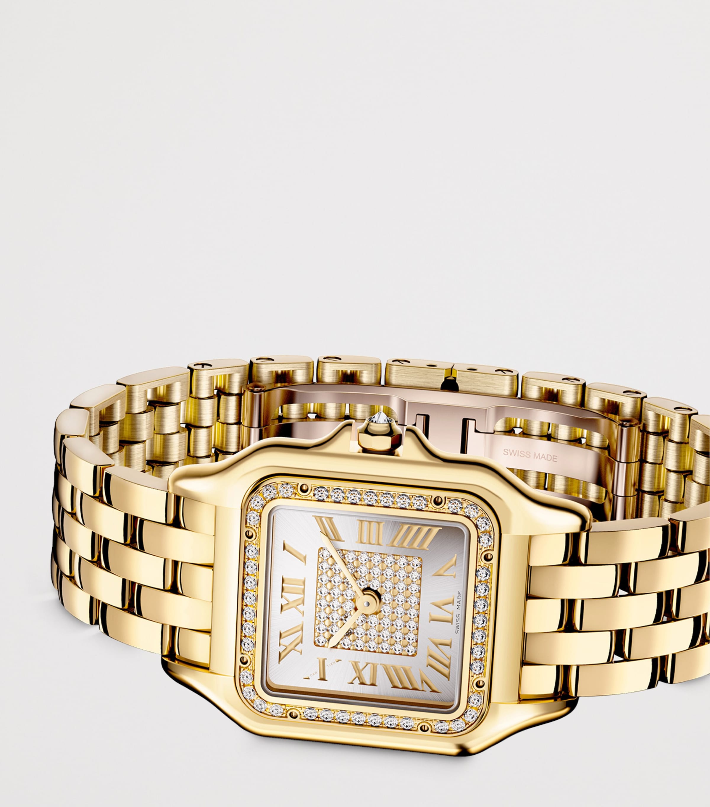 Medium Yellow Gold and Diamond Panthère de Cartier Watch 27mm SILVERED Image 6