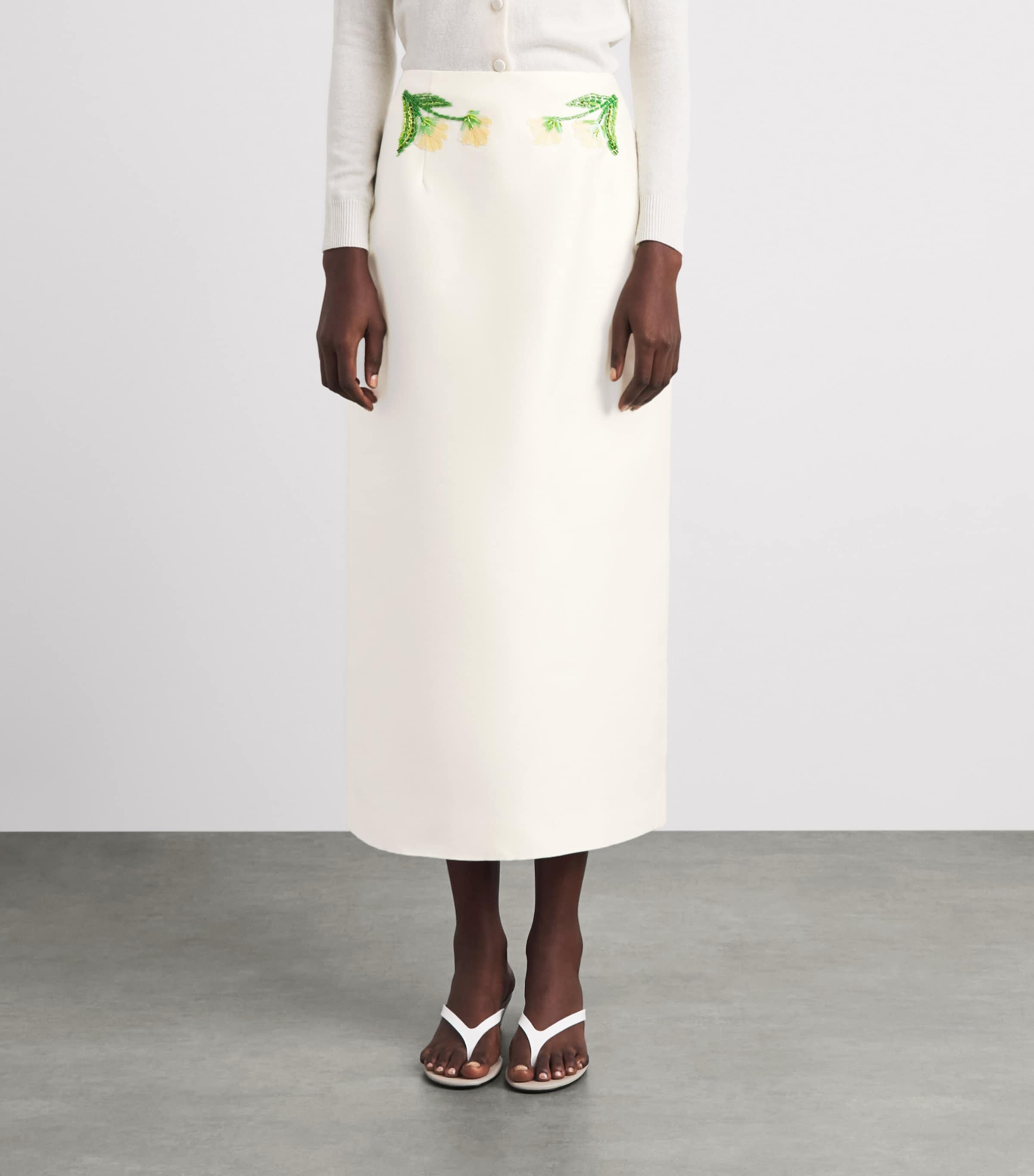 LEO LIN Womens Wool-Silk Quinn Midi Skirt Wildflower Image 3