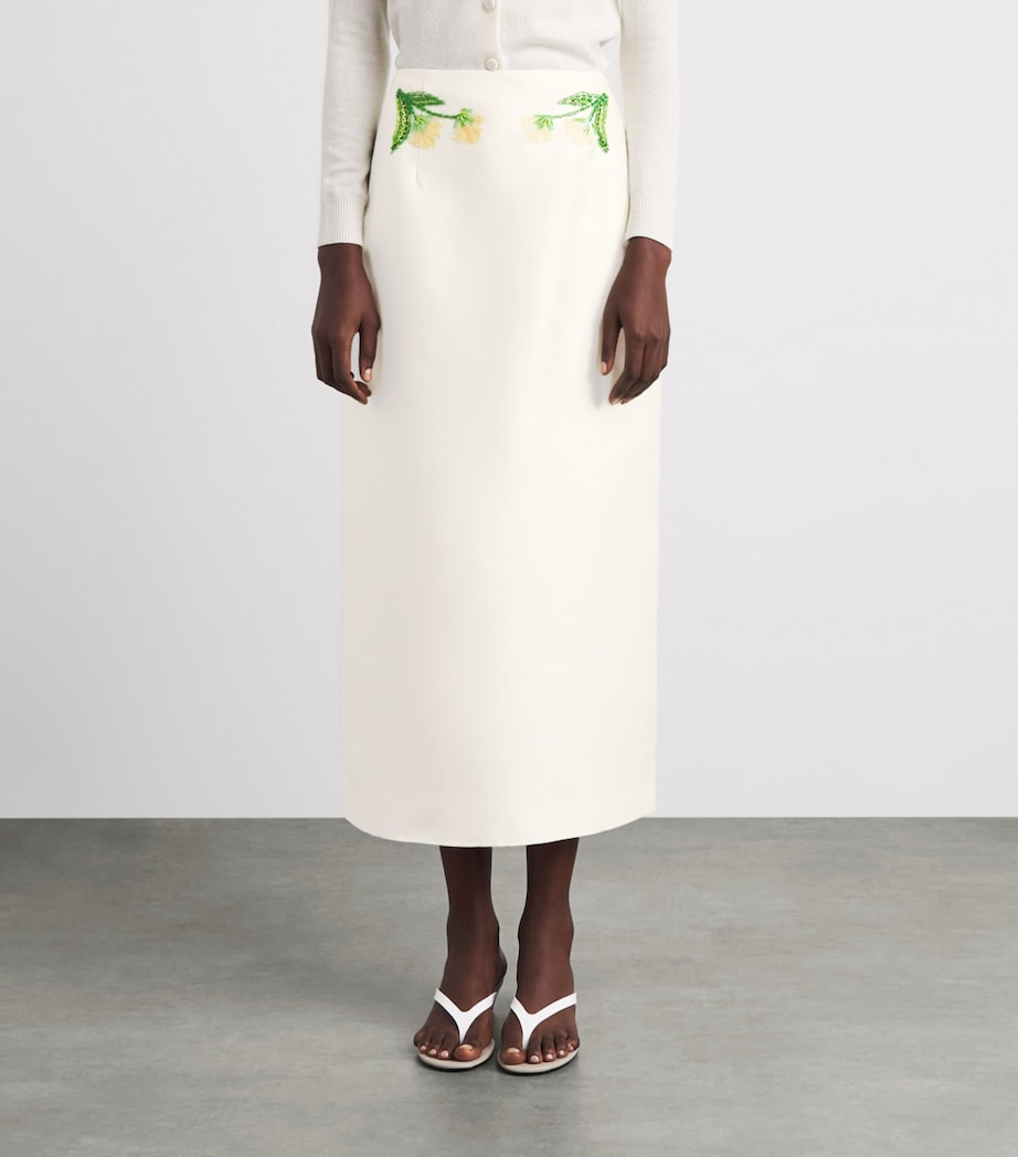LEO LIN Womens Wool-Silk Quinn Midi Skirt Wildflower Image 3