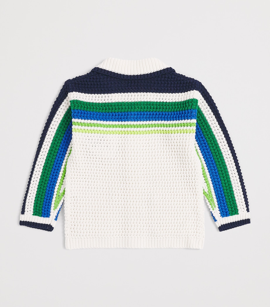 Casablanca Kids Cotton Crochet Stripe Shirt (3-14 Years) Tennis Stripe Image 2