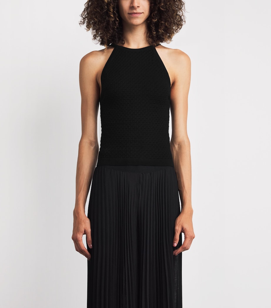 Heidi Pointelle Tank Top BLACK A001 Image 3