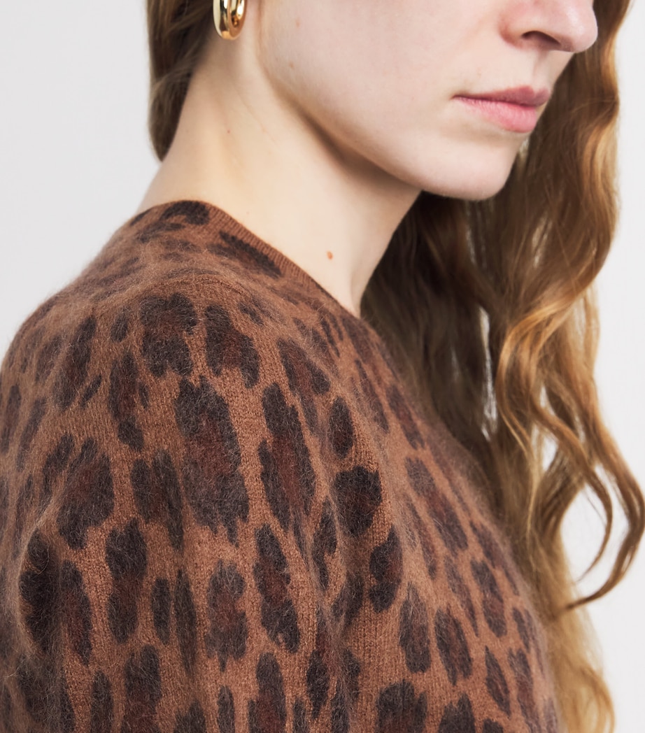 Merino Wool-Cashmere Leopard Print T-Shirt COCOA BROWN MULTI Image 6