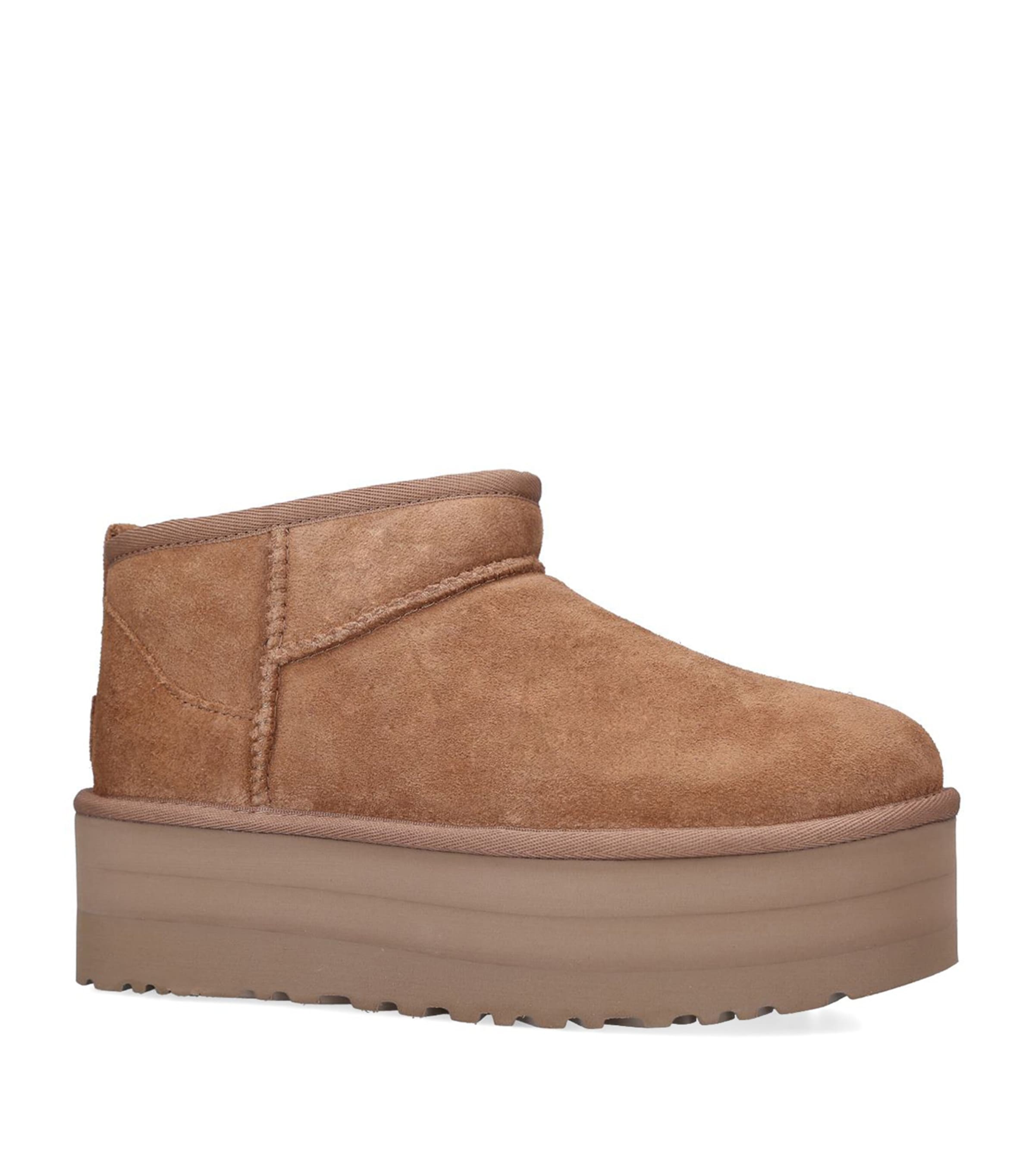 UGG Womens Suede Classic Ultra Mini Platform Boots Chestnut Image 3