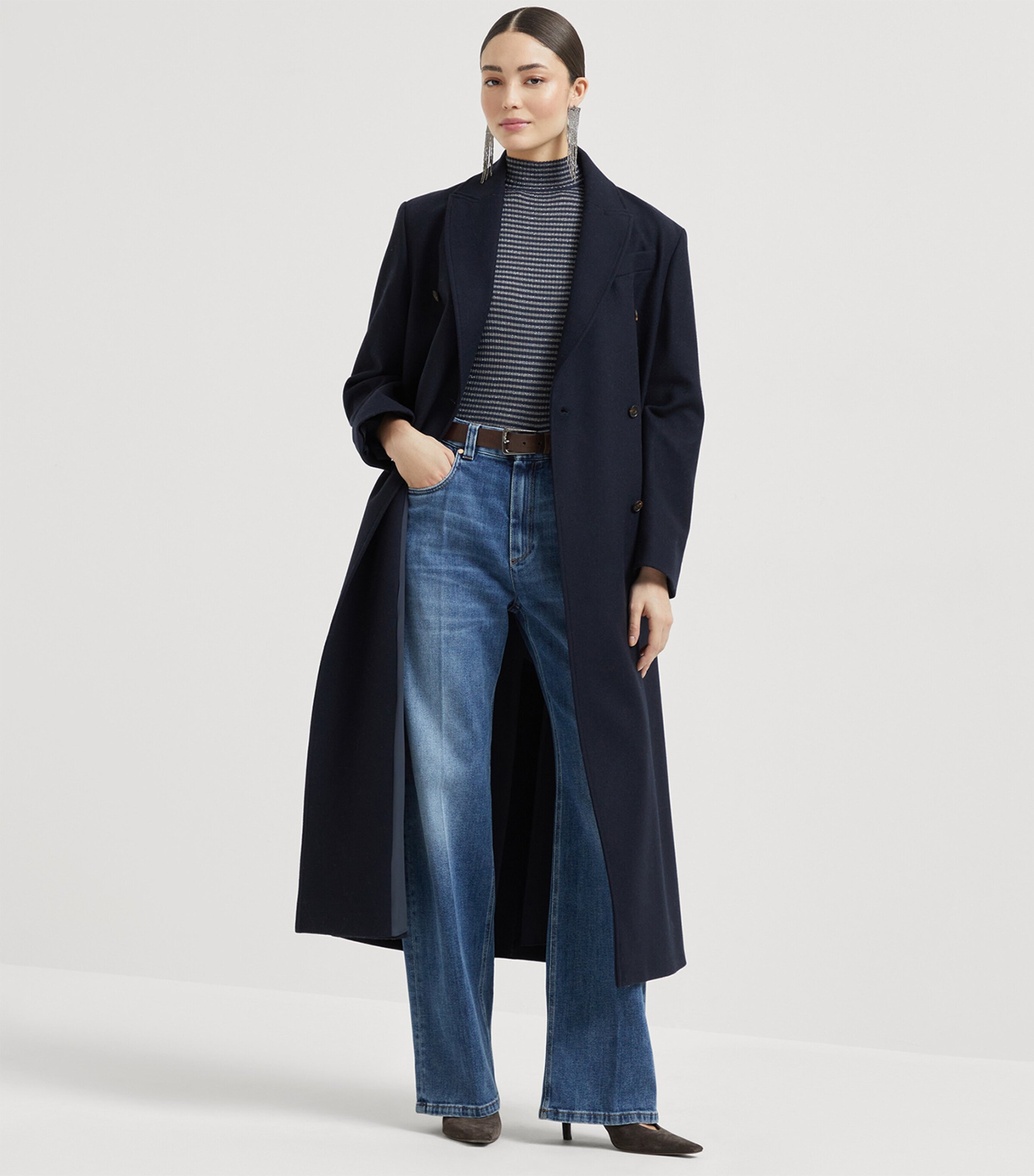 Brunello Cucinelli Womens Comfort Cotton Wide-Leg Jeans Image 4