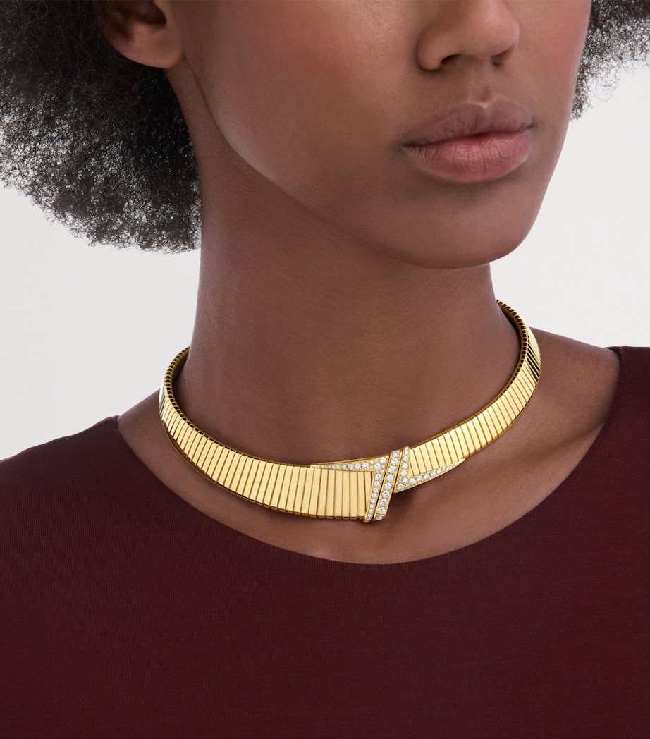 Bvlgari Yellow Gold and Diamond Tubogas Necklace Yellow Gold Image 5