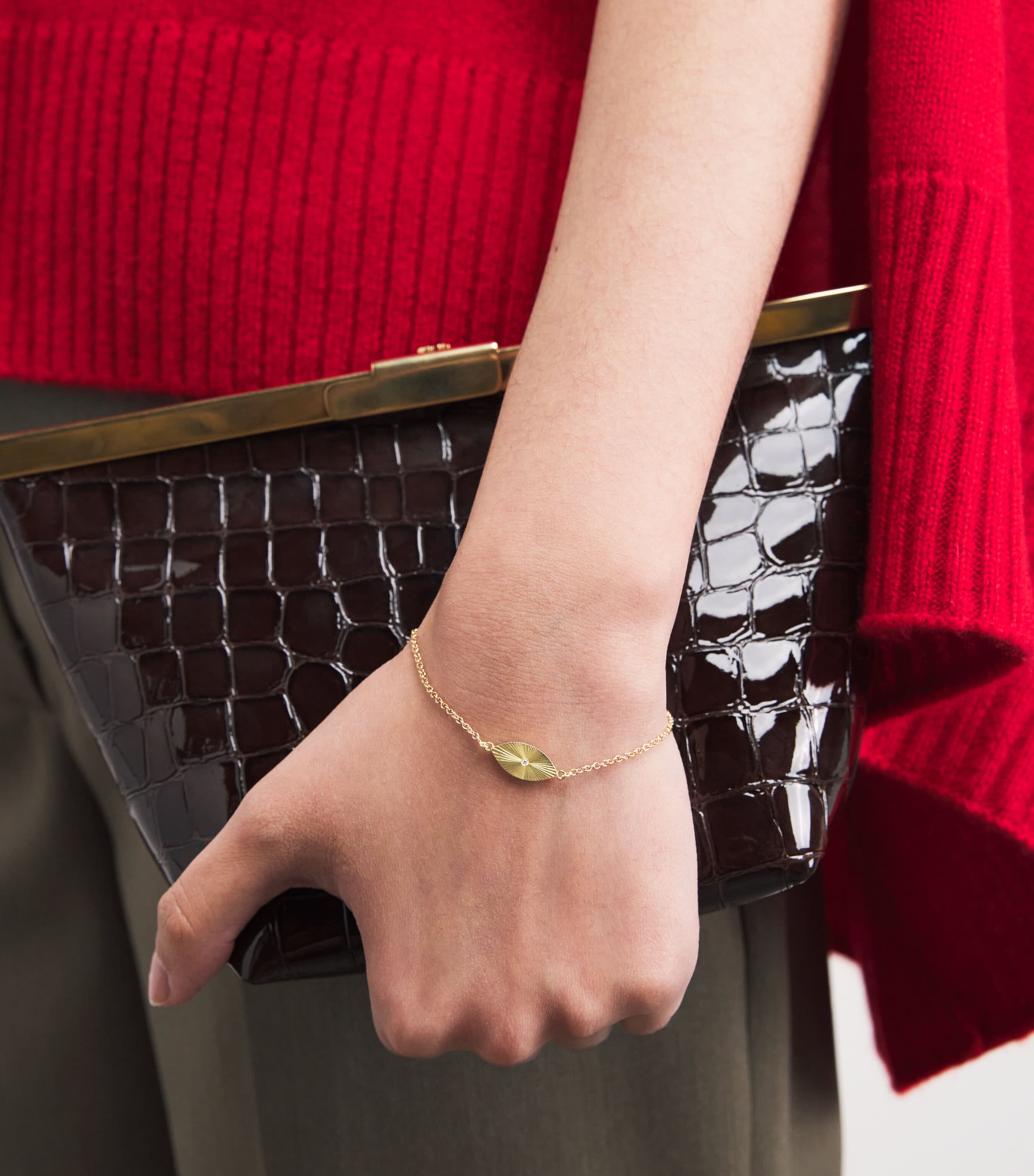 Mini Yellow Gold and Diamond 70s Evil Eye Bracelet YELLOW GOLD Image 2