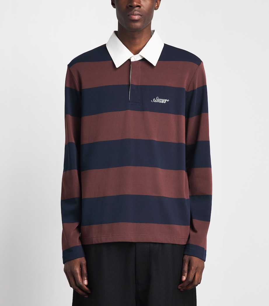Samsøe Samsøe Mens Stripe Sakevin Rugby Sweatshirt Bitter Chocolate St. Image 4