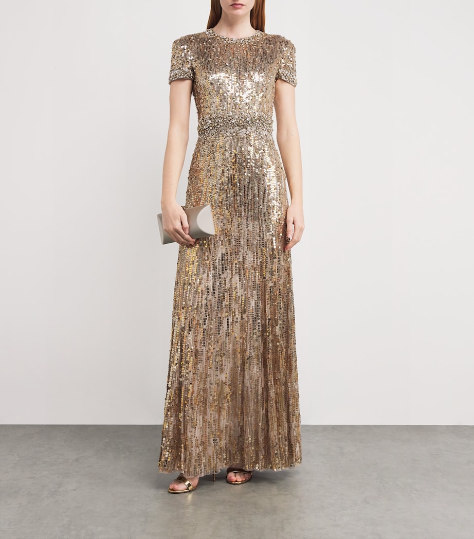 Sequinned Celeste Maxi Dress 2095 PEBBLE Image 2