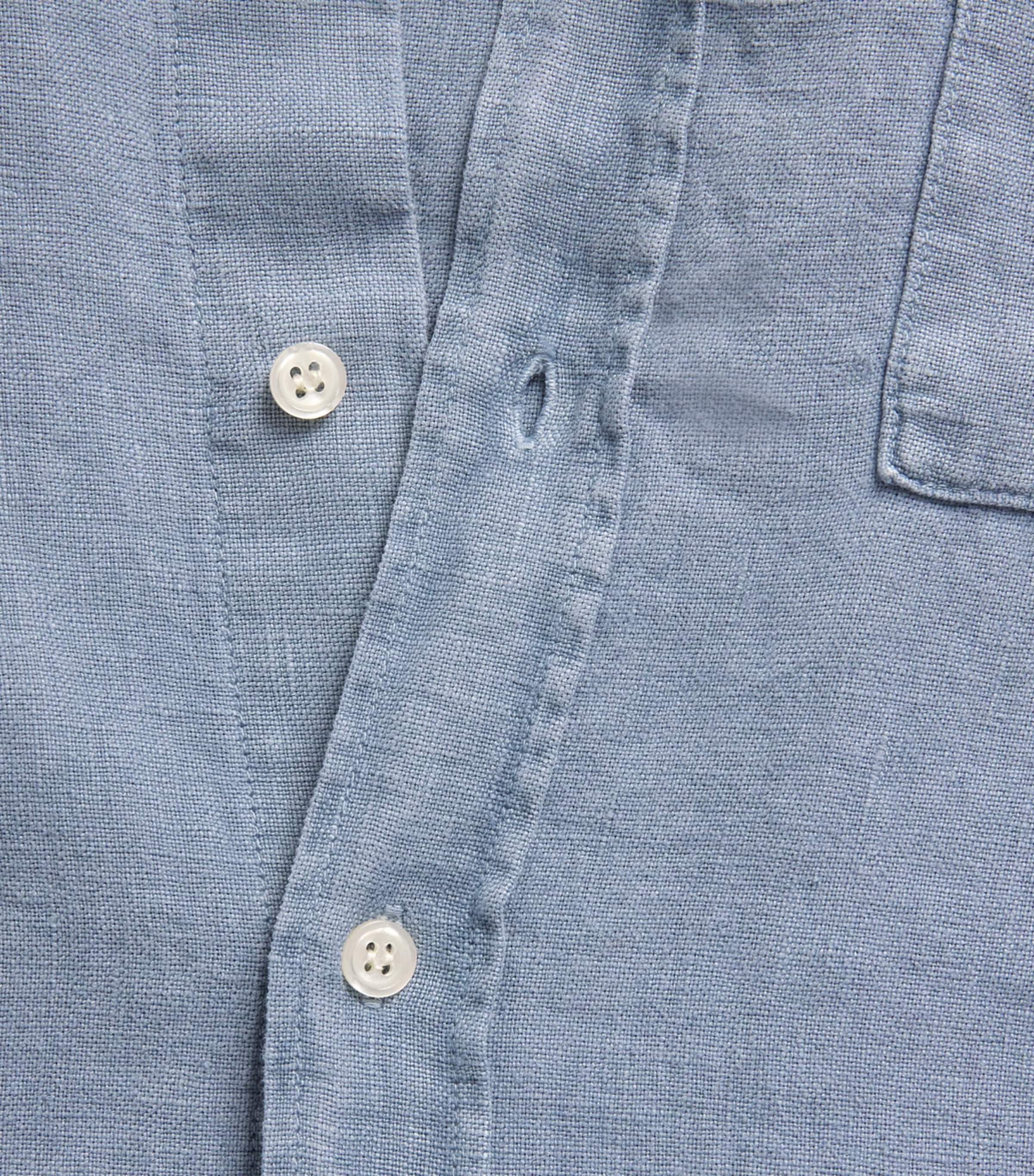Citizens of Humanity Mens Linen Short-Sleeve Shirt Stone Blue Image 6