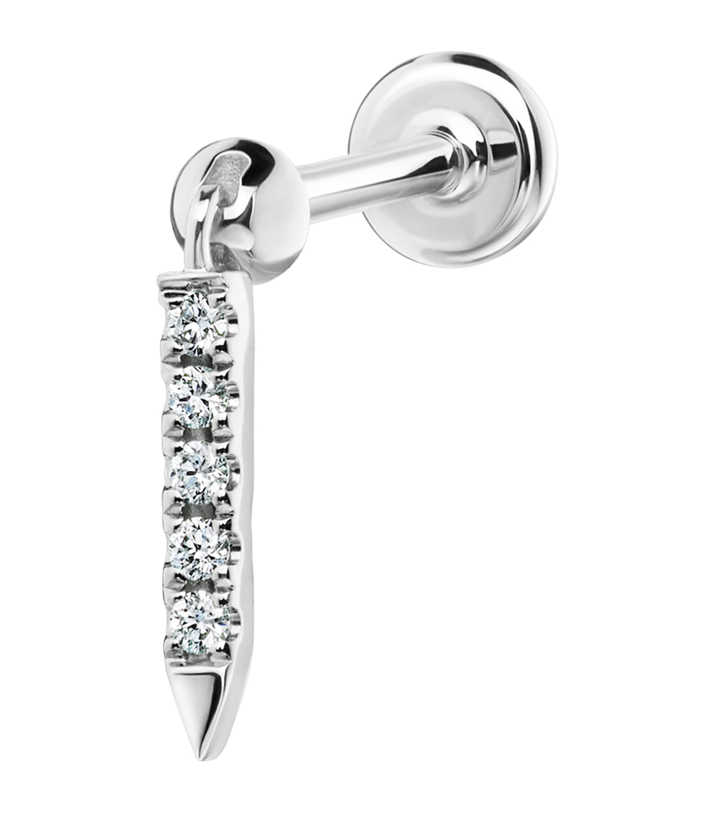 Maria Tash Diamond Eternity Bar Single Threaded Stud In Metallic