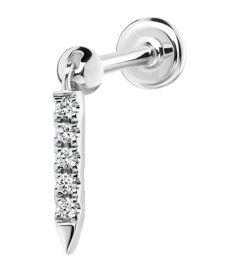 Diamond Eternity Bar Single Threaded Stud (7mm) WHITE GOLD Image 1