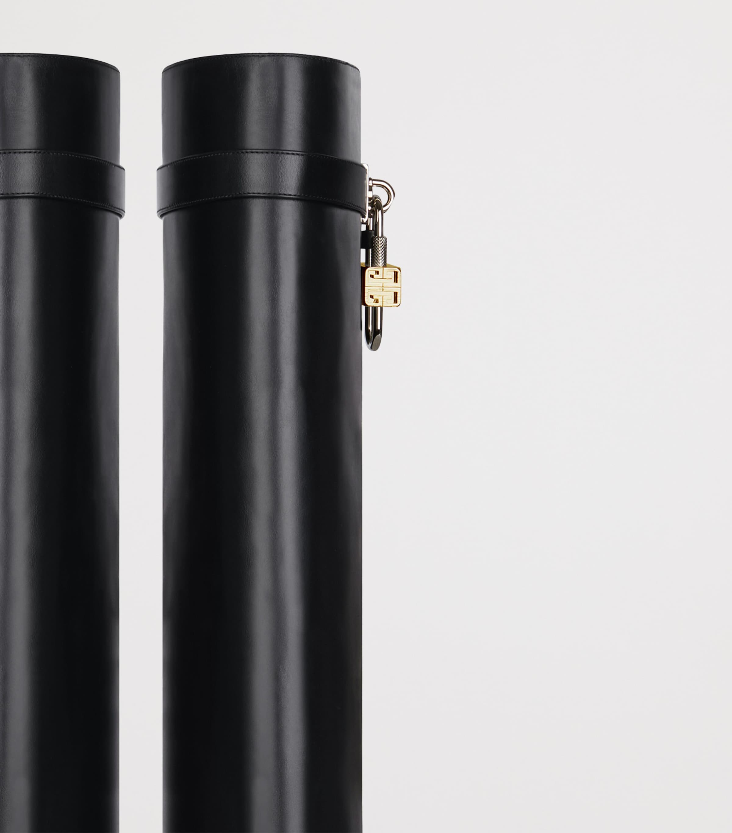 Leather Shark Lock Knee-High Boots 90 BLACK Image 6