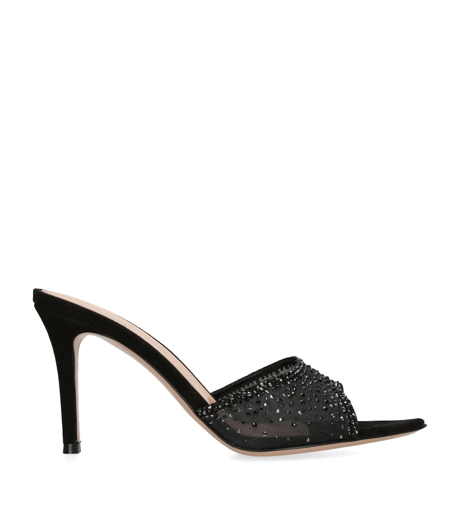 Suede Embellished Rania Mules 85 BLACK Image 1