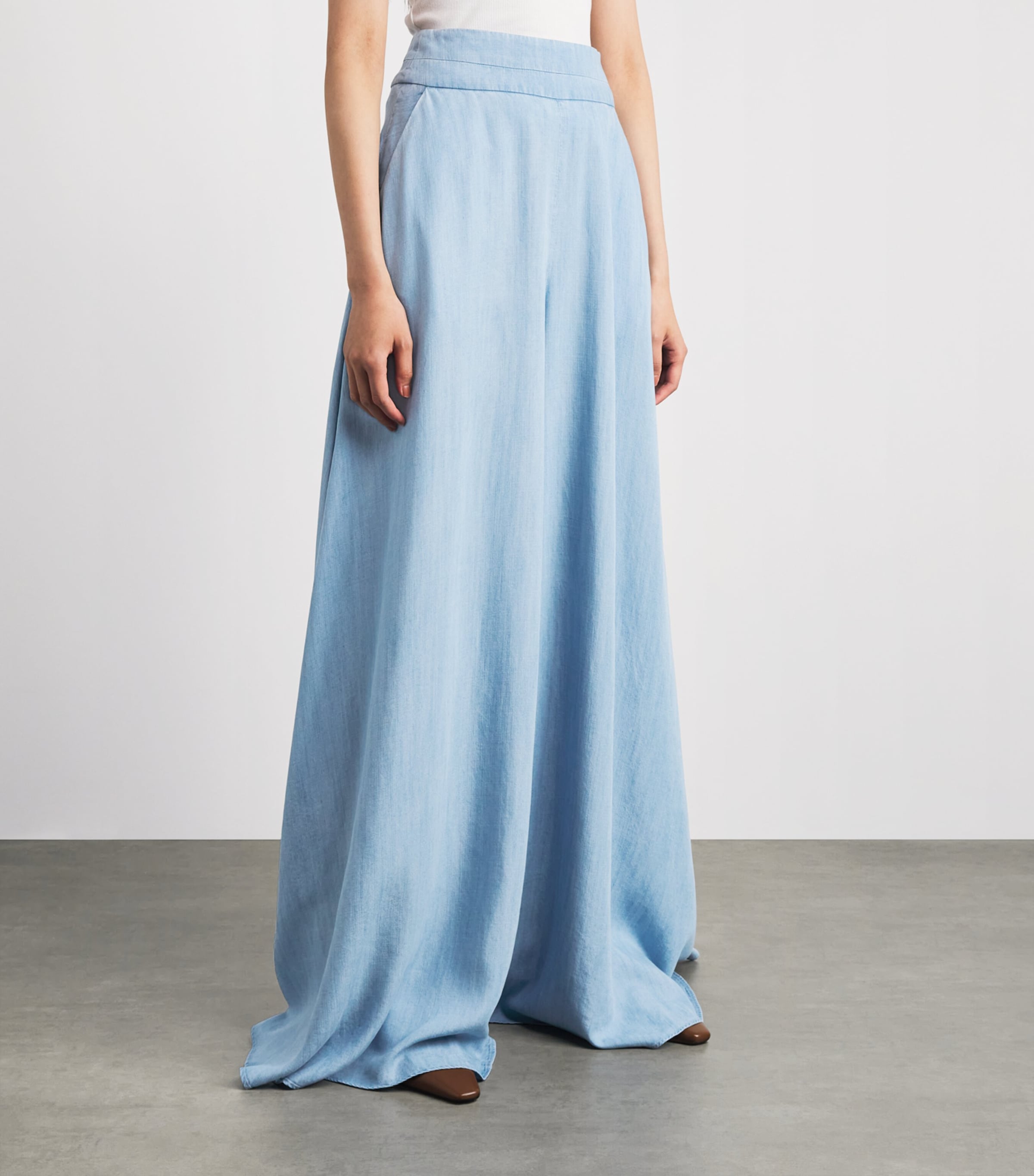 Palmer//Harding Womens Wide-Leg Clarity Trousers Blu Blue Chmbry Tncl Image 4