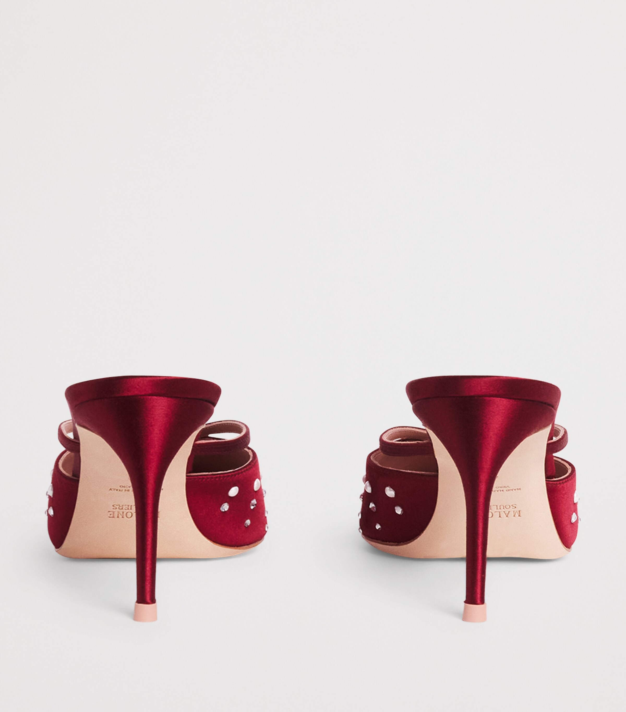 Satin Embellished Marisa Heeled Mules 70 WINE Image 5