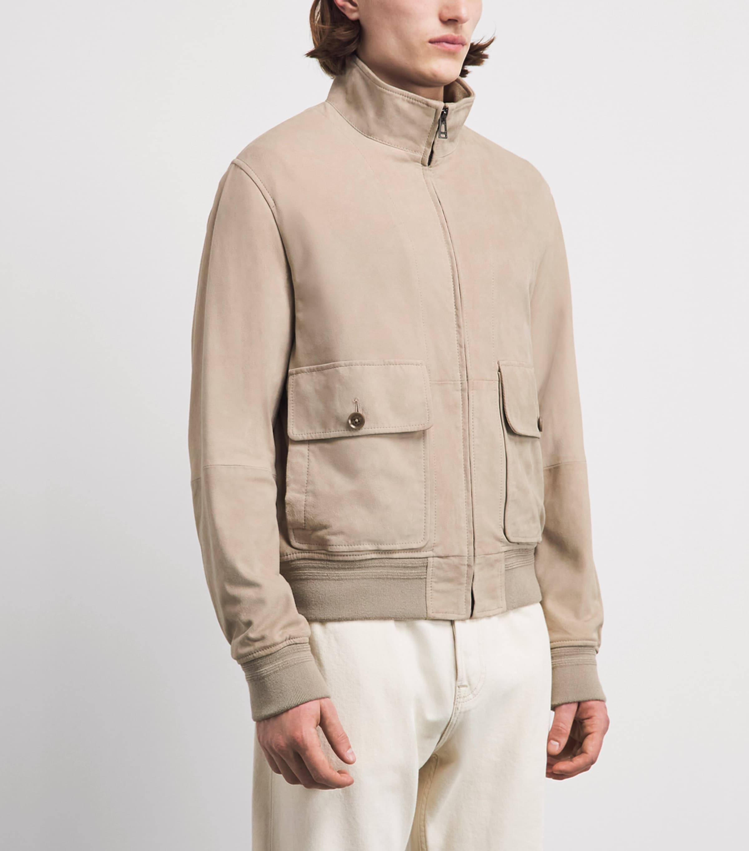 Belstaff Mens Suede Seaway Bomber Jacket Dark Sanddksnd Image 4
