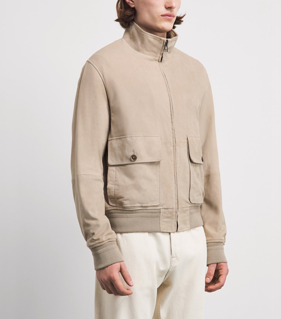 Belstaff Mens Suede Seaway Bomber Jacket Dark Sanddksnd Image 4
