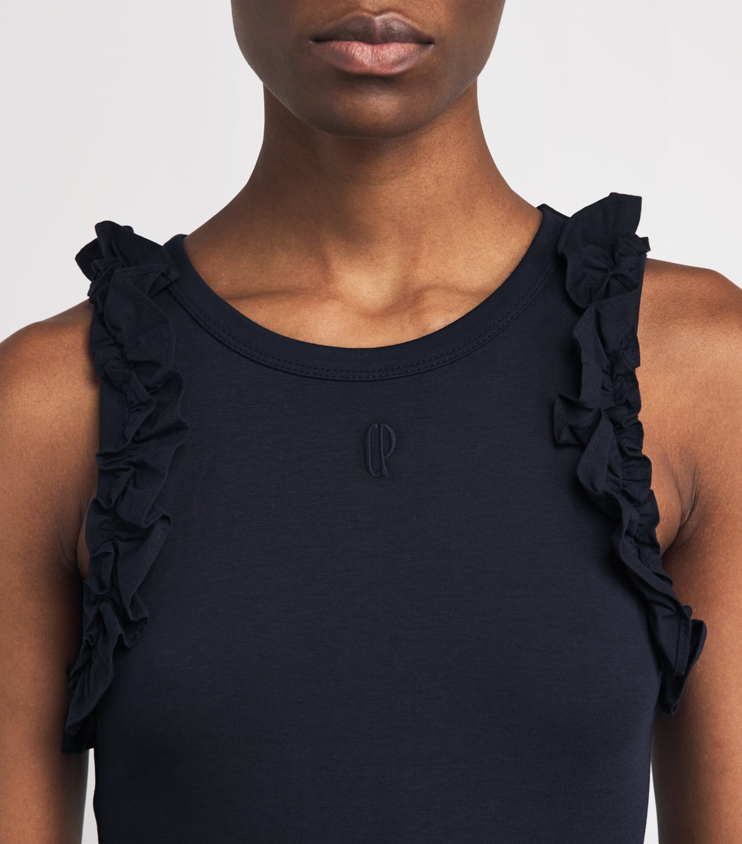 Claudie Pierlot Womens Cotton Ruffled Midi Dress Navy Image 3