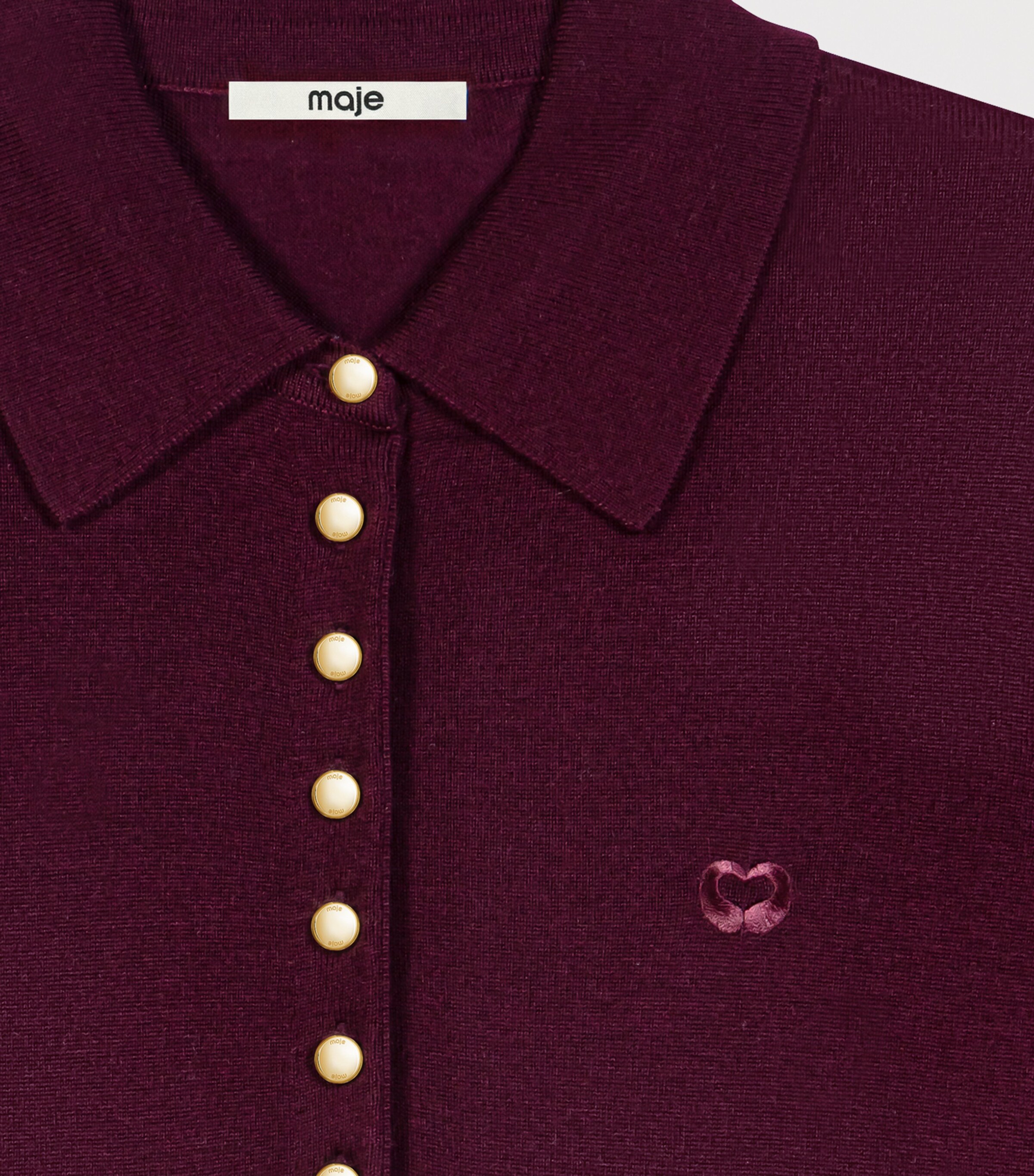 Maje Womens Wool Polo Sweater Eggplant Image 8