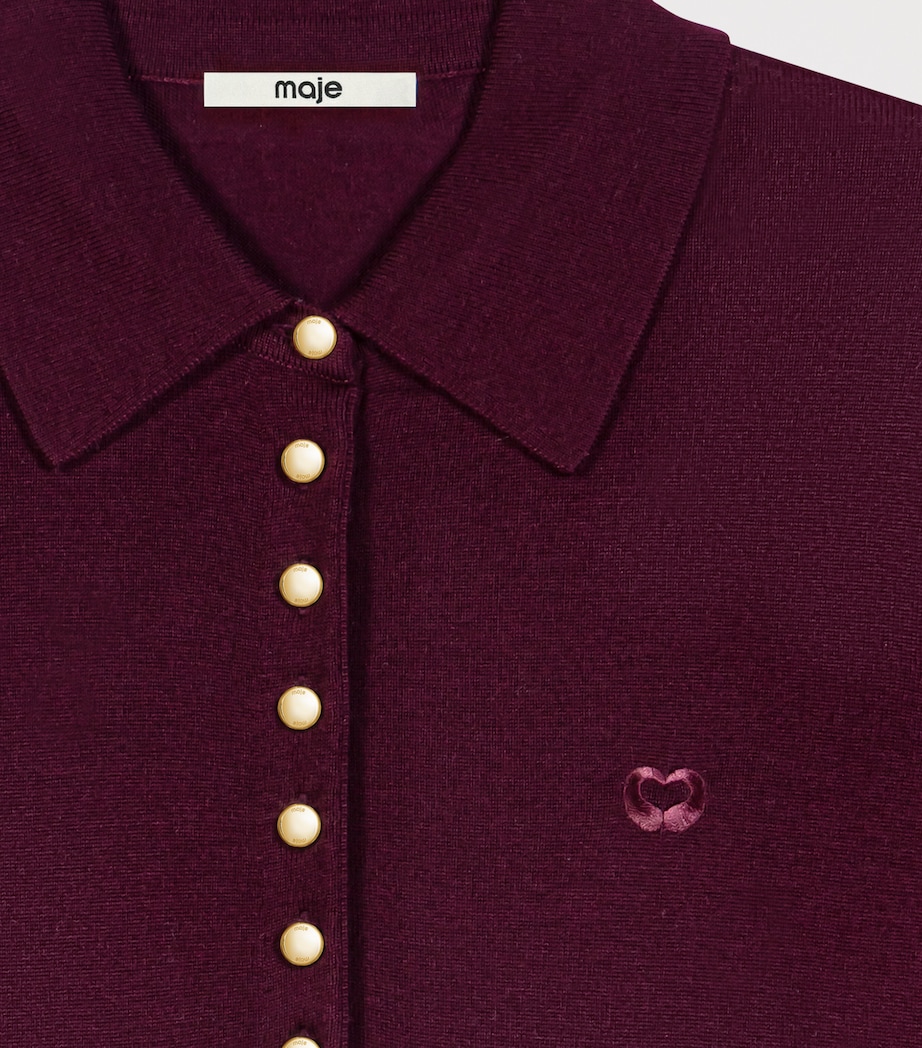 Maje Womens Wool Polo Sweater Eggplant Image 8