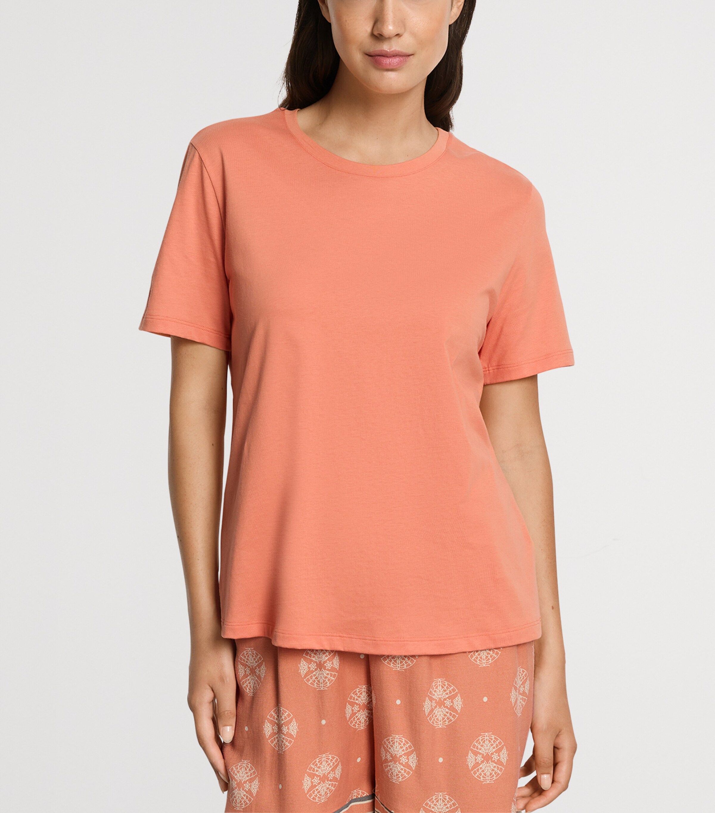Hanro Womens Organic Cotton Crew-Neck T-Shirt Light Carnelian Image 2