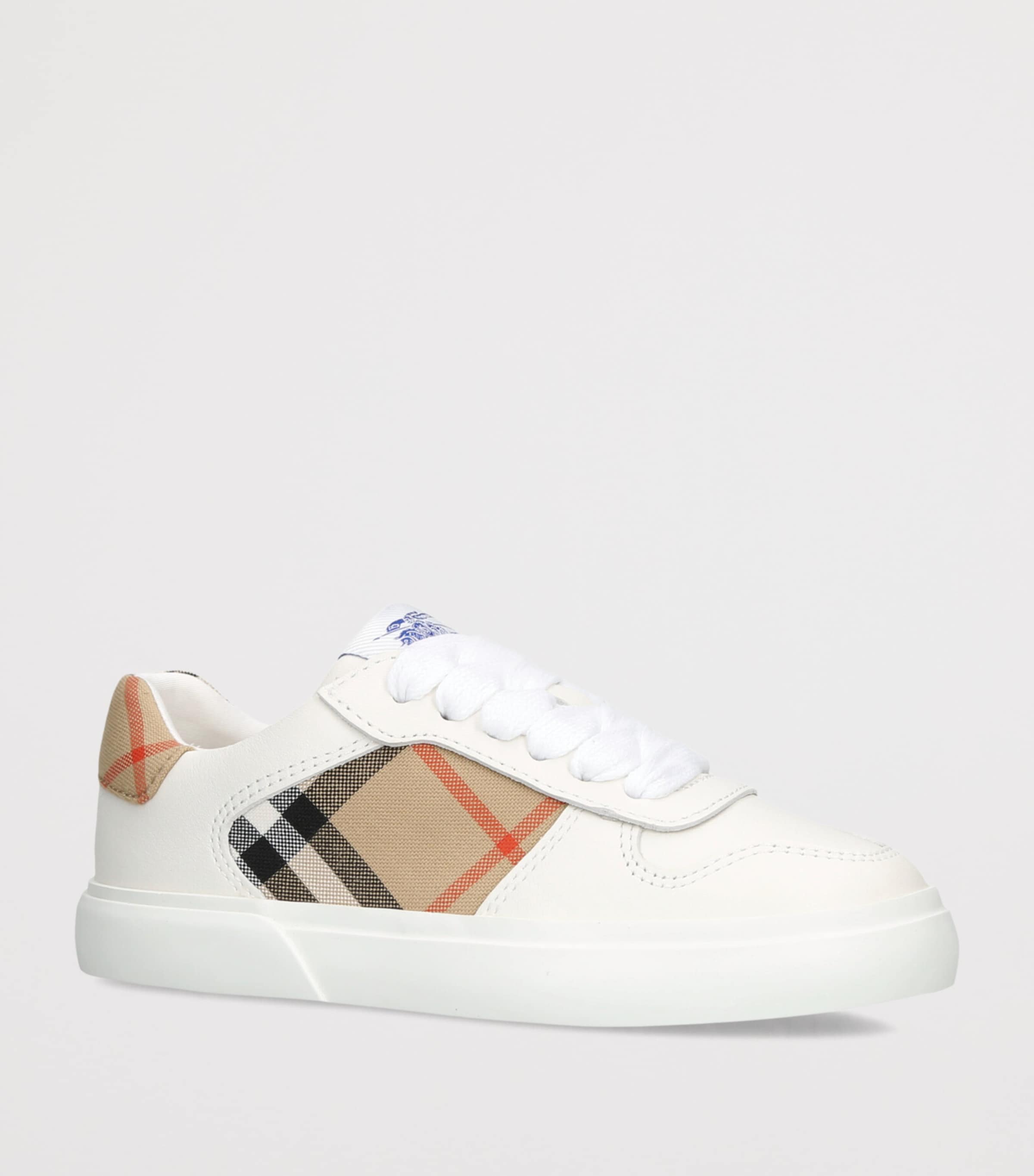Burberry Kids Leather Noah Sneakers White/comb Image 2