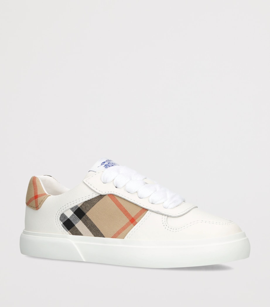 Burberry Kids Leather Noah Sneakers White/comb Image 2