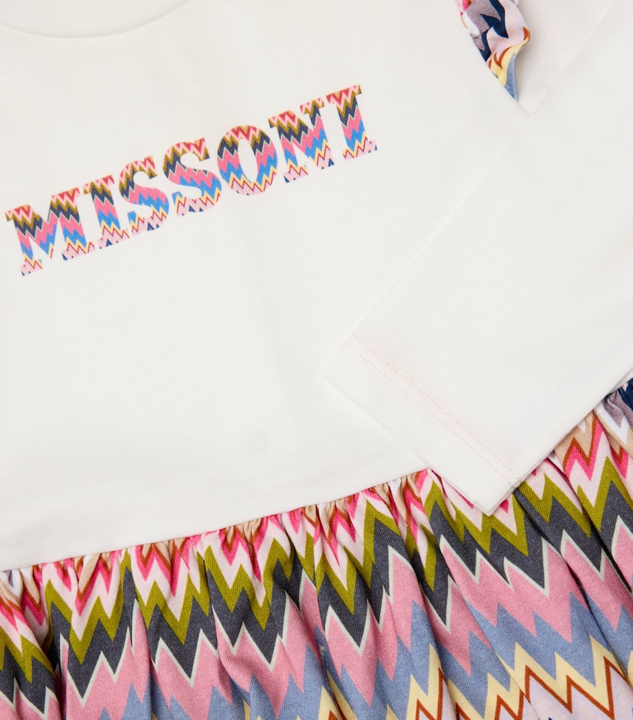 Zigzag Logo Dress (6-36 Months) 101MCIVORY/COLOURFUL Image 2
