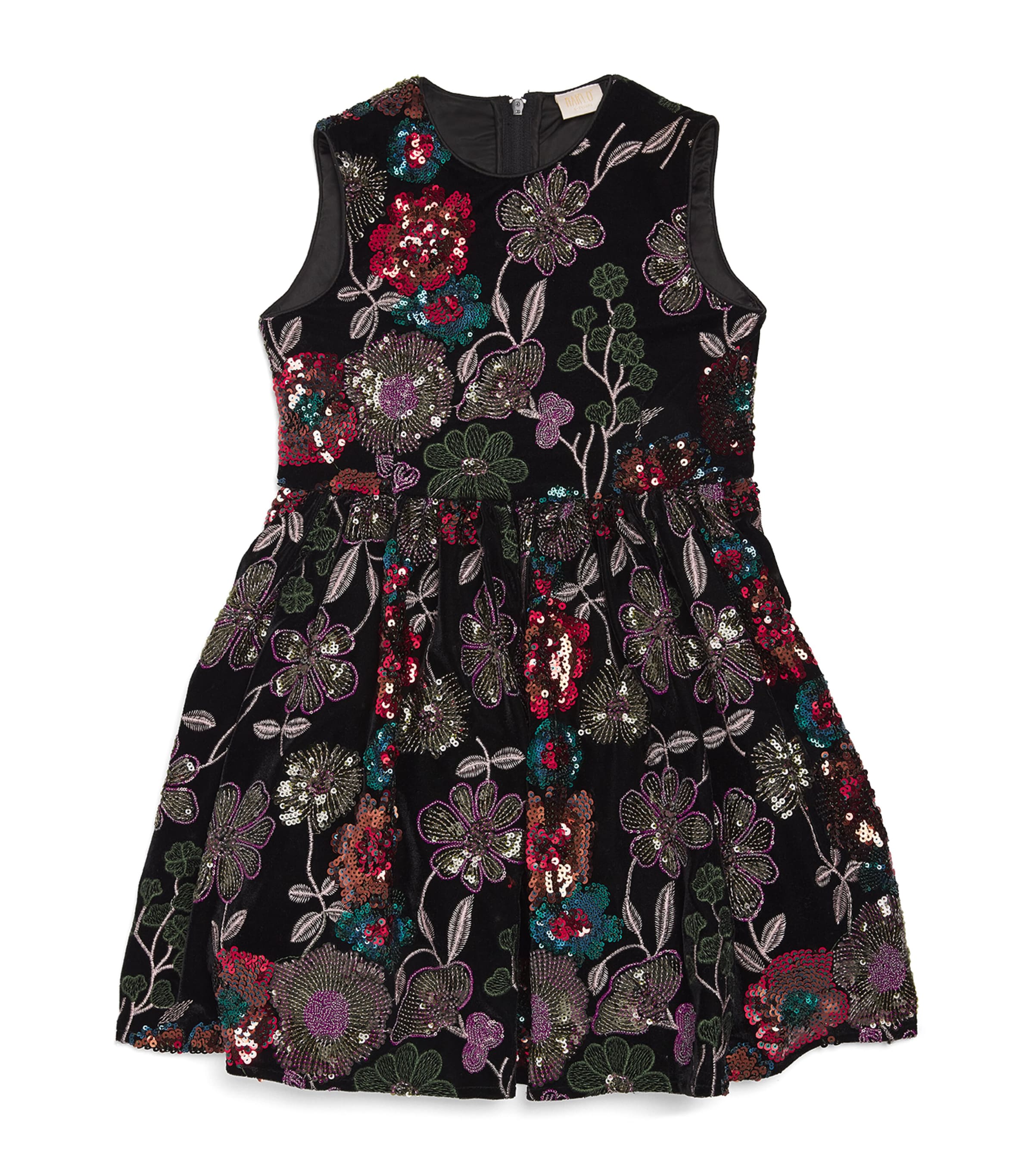 MARLO VELVET EMBROIDERED MISTLETOE DRESS
