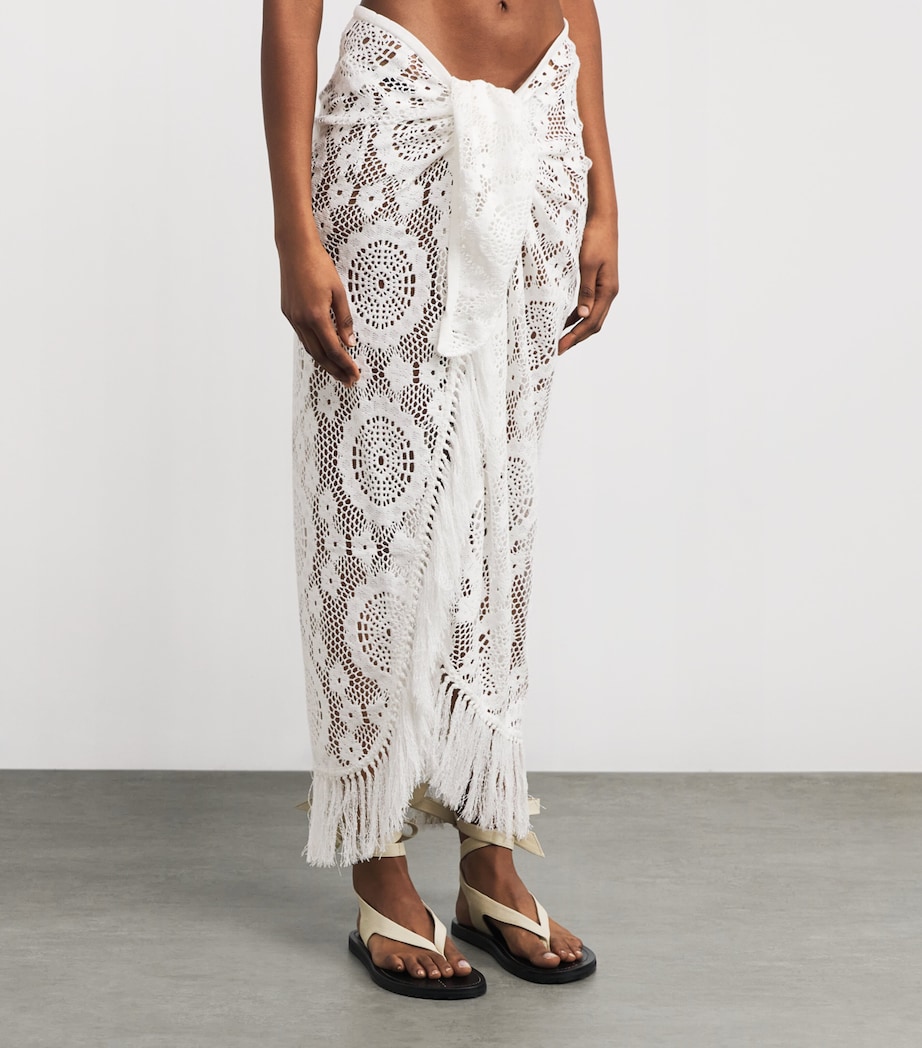 Crochet Fringed Pareo WHITE Image 3