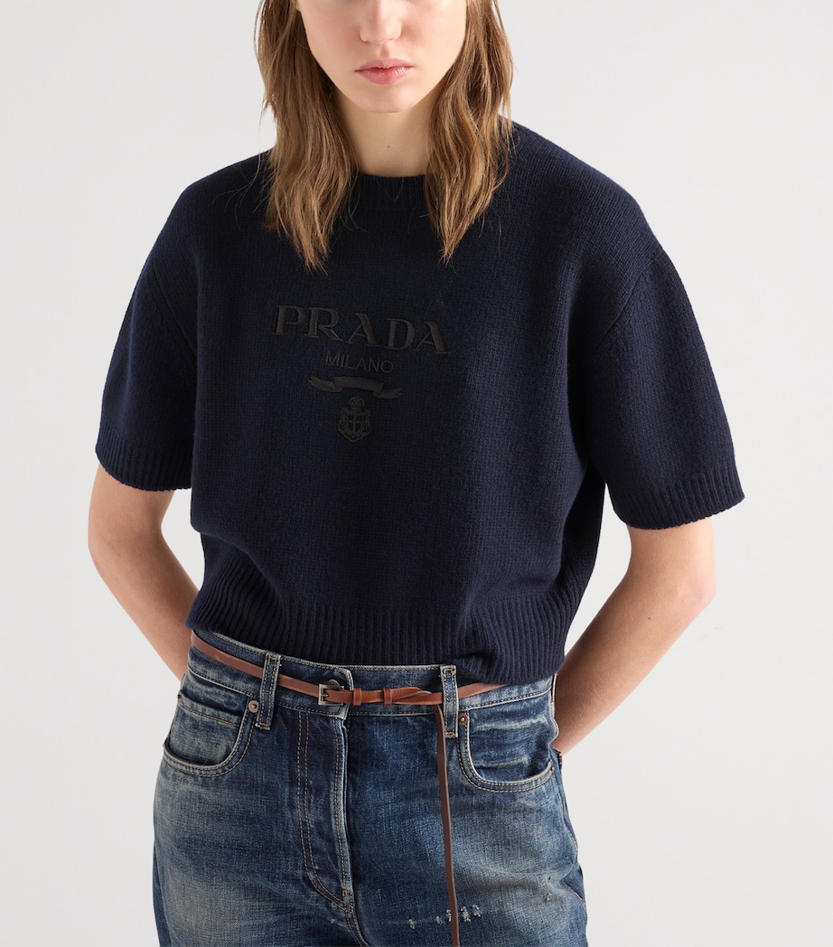Prada Womens Wool-Cashmere Logo Sweater Image 3
