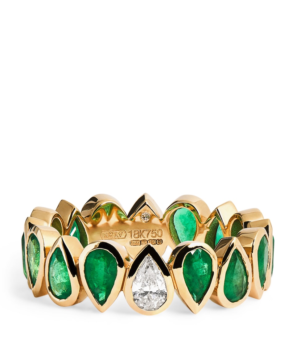 SHAY Yellow Gold, Diamond and Emerald Eternity Ring Yellow Gold