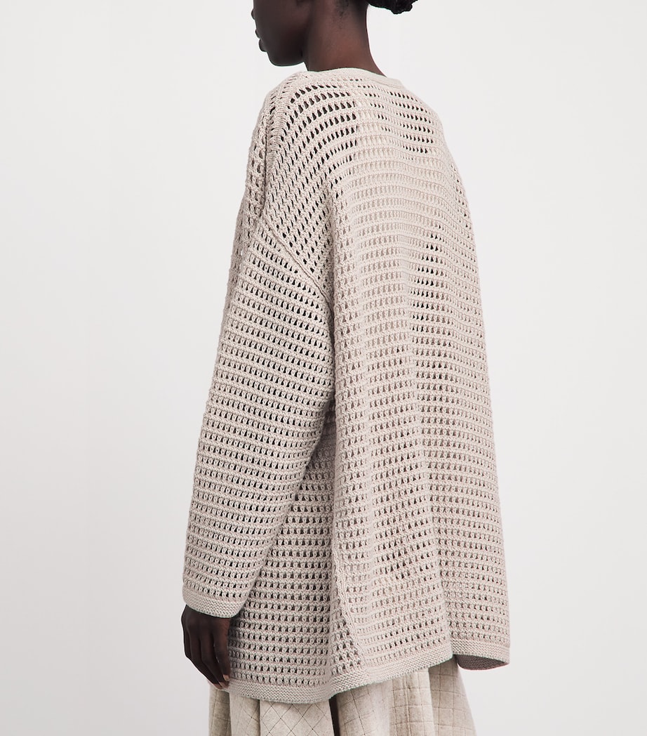 Lauren Manoogian Womens Net-Stitch Cardigan Flax Image 5