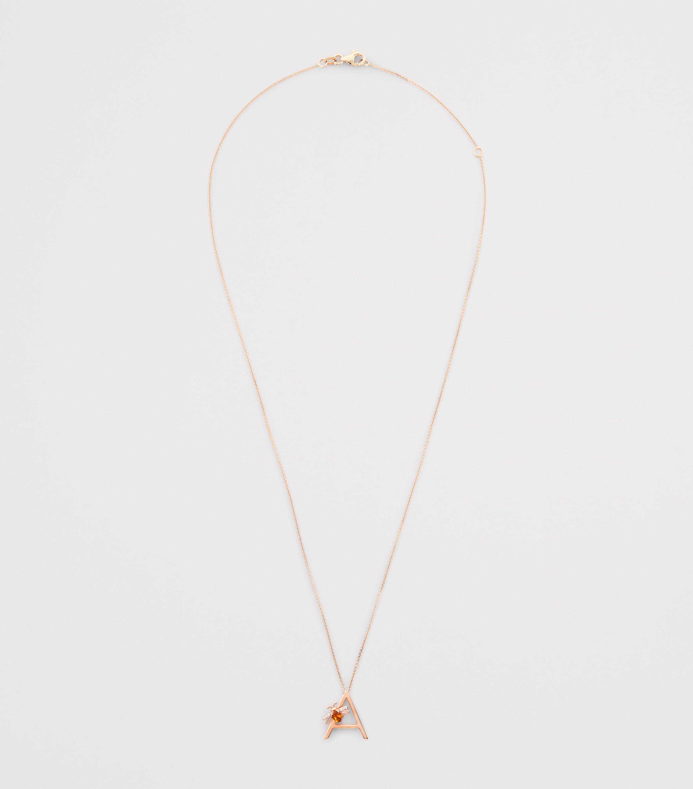 Rose Gold, Diamond and Citrine Letter ‘A’ Necklace ROSE GOLD Image 3