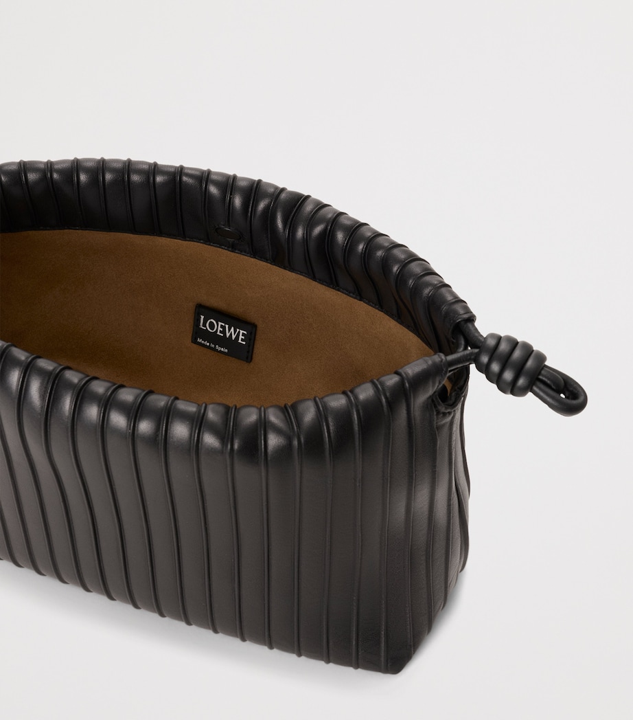 LOEWE Medium Pleated Leather Flamenco Bag Black Image 7
