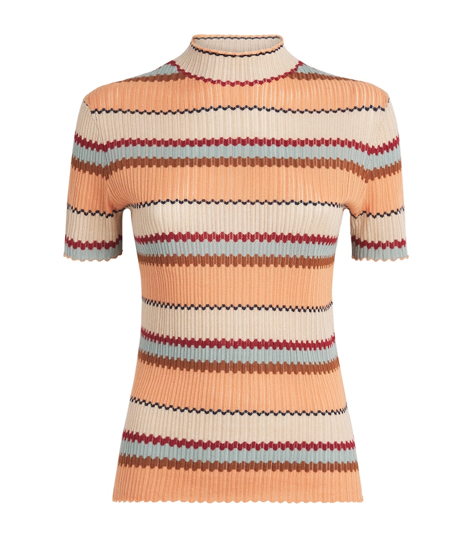 Guest In Residence Womens Linen-Silk Stripe Palazzo T-Shirt Nectar Combo Nctrco Image 1