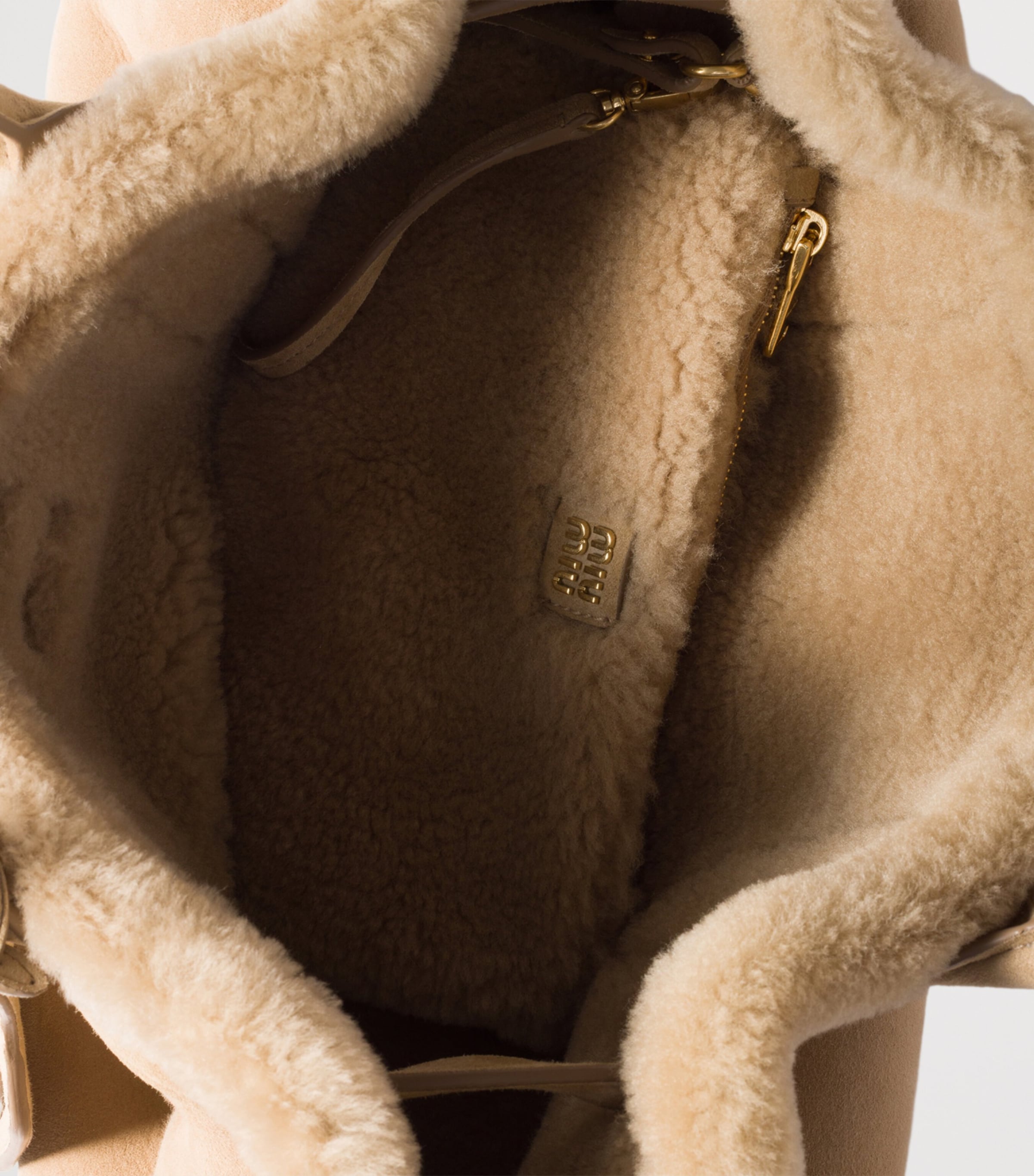 Suede-Shearling Aventure Shoulder Bag F0036 Image 4