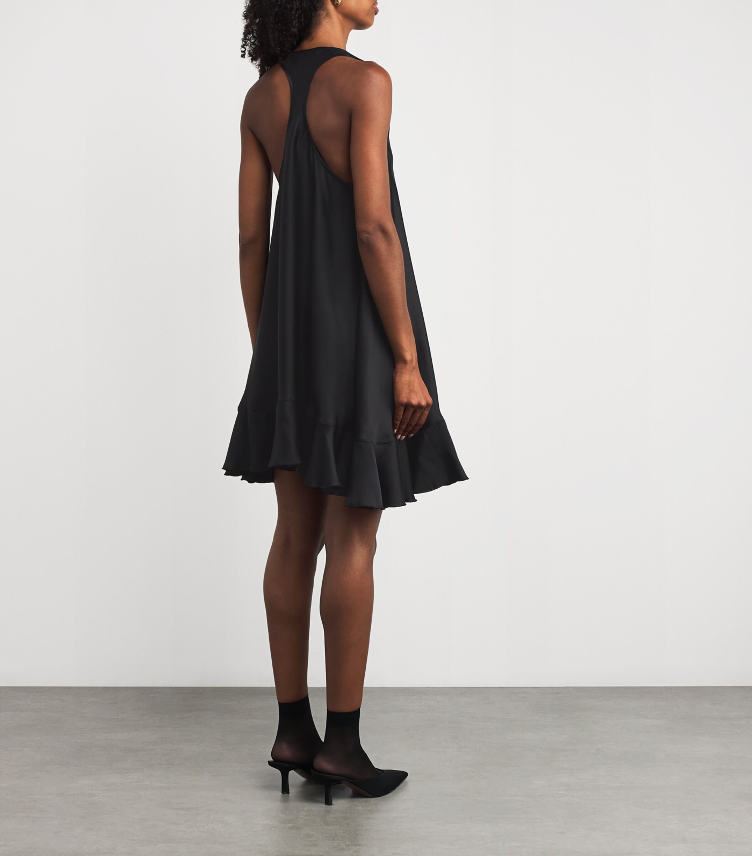ANINE BING Black Silk-Blend Lilith Mini Dress Harrods RS