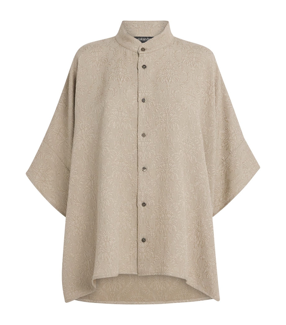Silk Cropped-Sleeve Shirt STONE Image 1