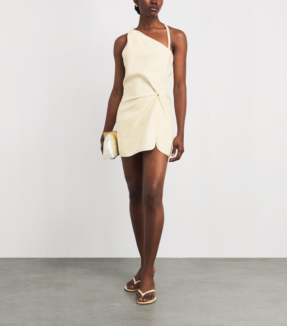 SIR. Womens Linen Asymmetric Aria Mini Dress Butter Image 2