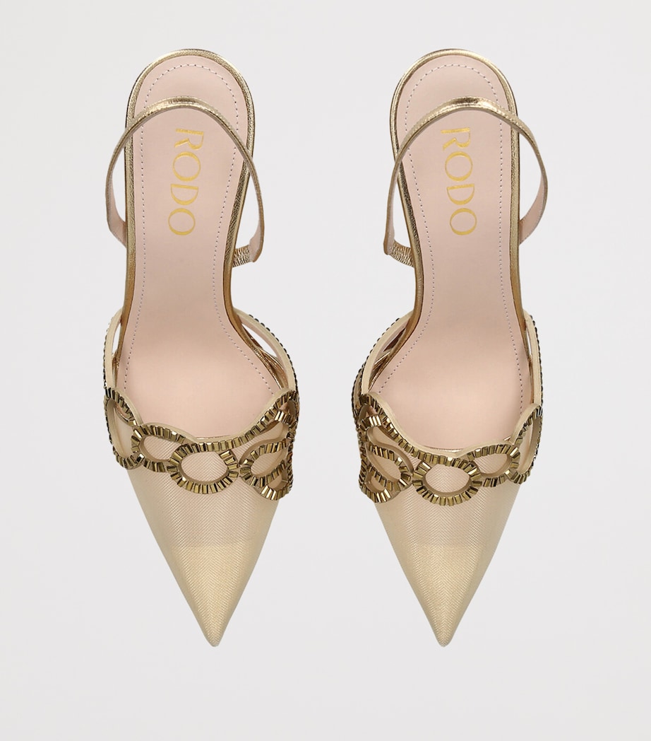 Rodo Metallic Leather Rosie Slingback Pumps 80 Gold Comb Image 4