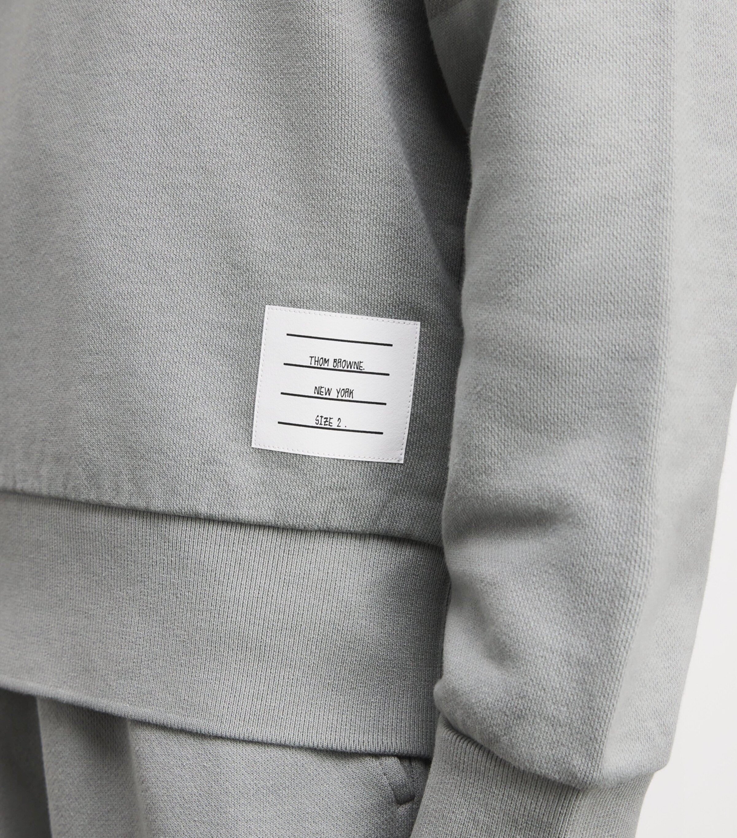 Thom Browne Mens Cotton 4-Bar Hoodie Lt Grey Image 3