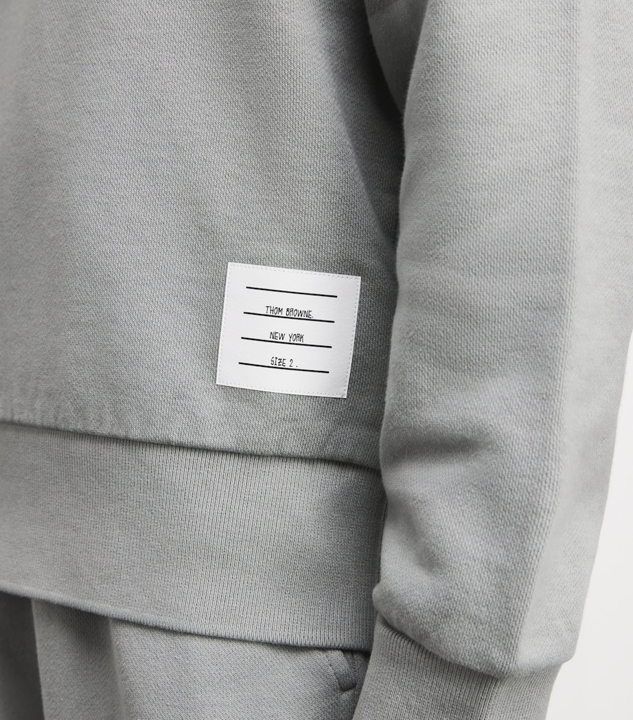 Thom Browne Mens Cotton 4-Bar Hoodie Lt Grey Image 3