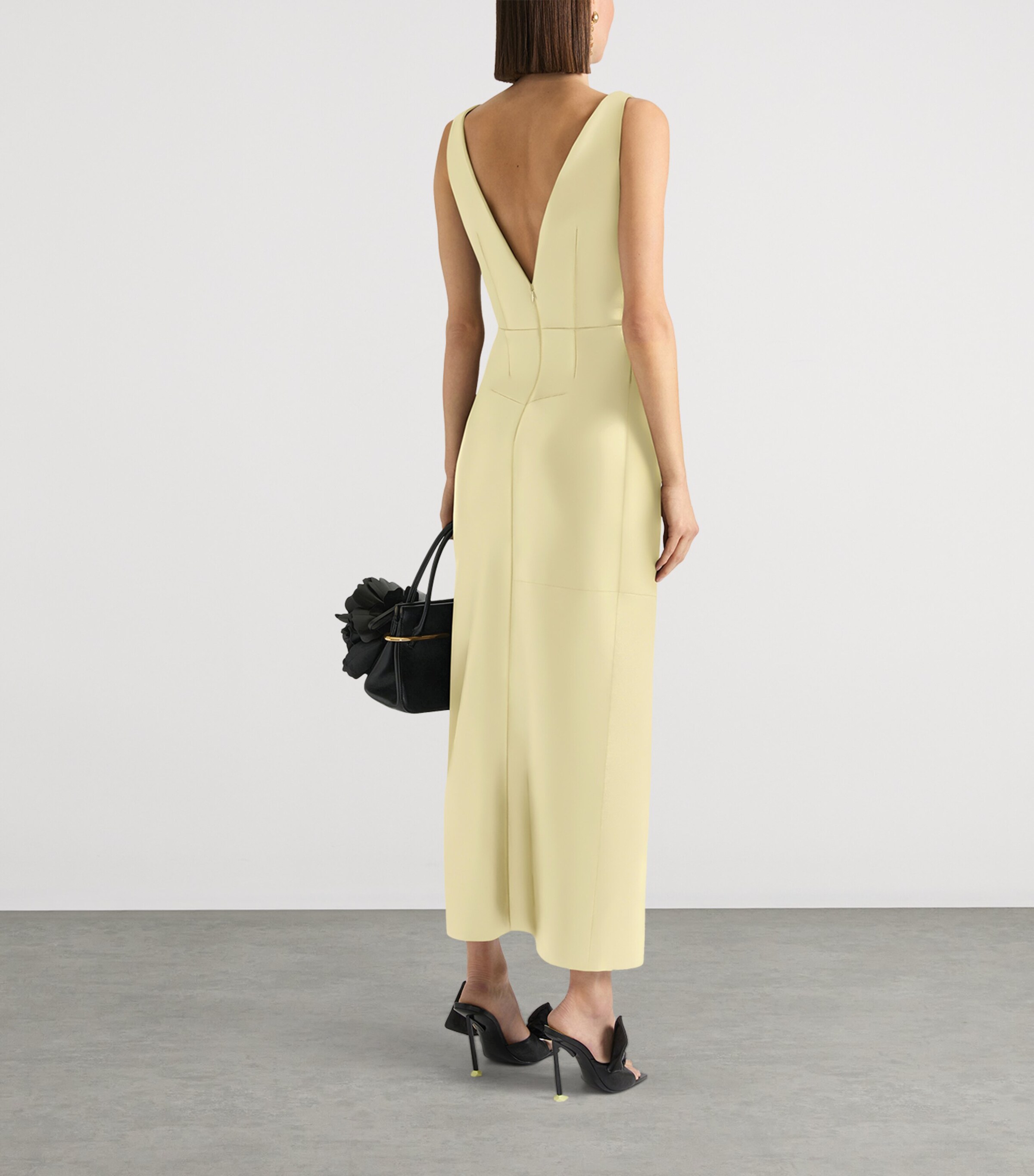 Givenchy Womens Lambskin Gathered Maxi Dress Pale Yellow Image 3