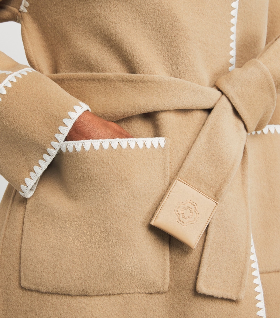 Wool-Blend Pinked-Trim Coat CAMEL Image 6