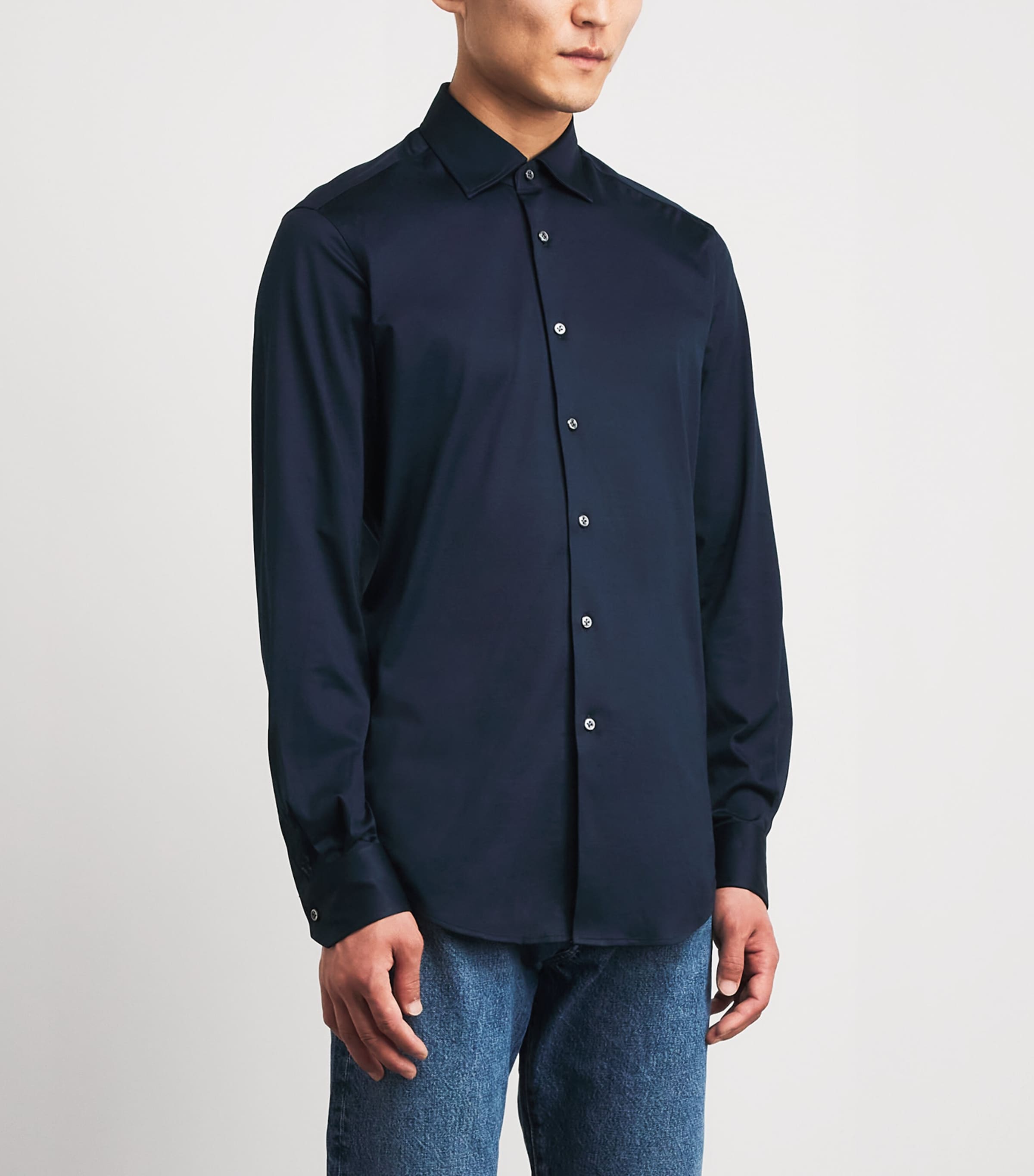Pal Zileri Mens Cotton Jersey Shirt Blue Image 4
